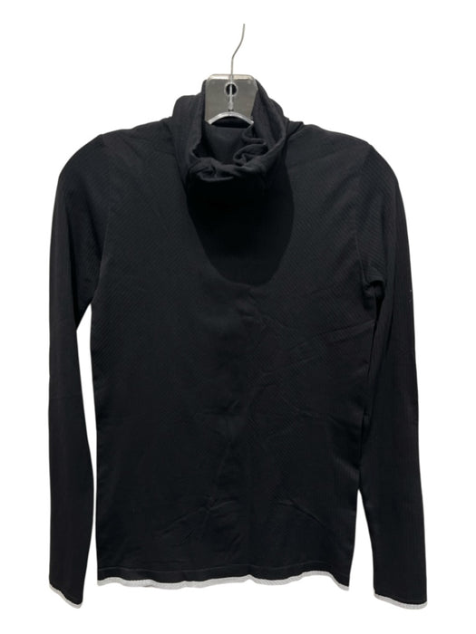 Athleta Size S Black Nylon Blend Ribbed Long Sleeve Hoodie Top Black / S