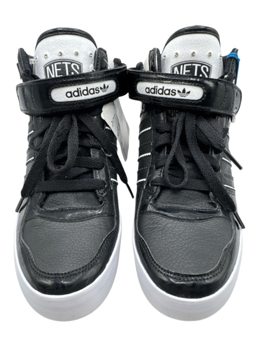Adidas Shoe Size 8 Black & White Leather Upper Velcro Strap High Top Sneakers Black & White / 8