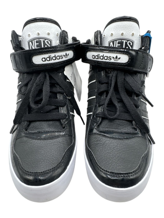 Adidas Shoe Size 8 Black & White Leather Upper Velcro Strap High Top Sneakers Black & White / 8
