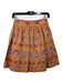 Anthropologie Size 8 Brown & Pink Cotton Embroidered Floral Side Zip Skirt Brown & Pink / 8