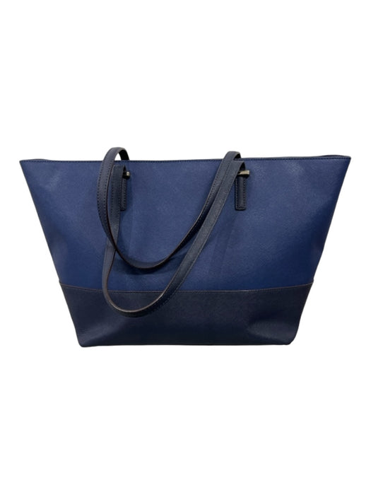 Kate Spade Navy Blue Saffiano Leather Colorblock Zip Top Tote Bag Navy Blue / L