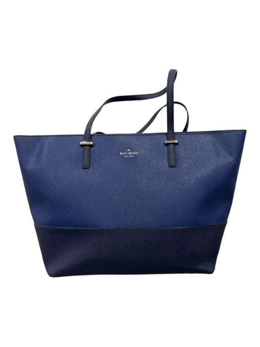 Kate Spade Navy Blue Saffiano Leather Colorblock Zip Top Tote Bag Navy Blue / L