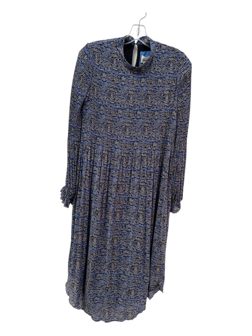 By Anthropologie Size XS Blue Polyester Standing Collar Back Neck Buttons Dress Blue / XS