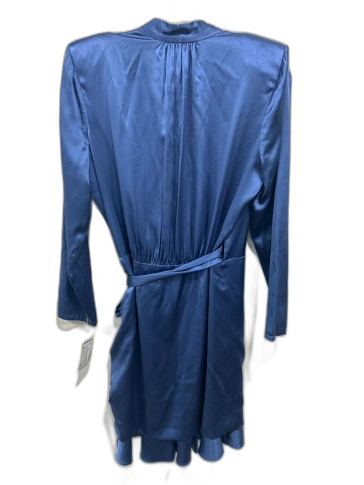 Veronica Beard Size 8 Blue Silk Blend Wrap Long Sleeve Shoulder Pads Dress Blue / 8