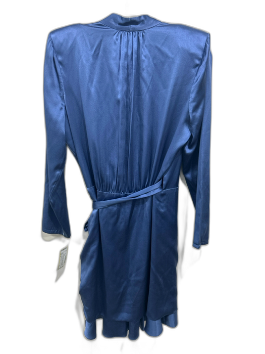 Veronica Beard Size 8 Blue Silk Blend Wrap Long Sleeve Shoulder Pads Dress Blue / 8