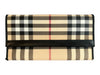 Burberry Beige Coated Cotton Leather trim Nova Check Snap Closure Long Wallets Beige