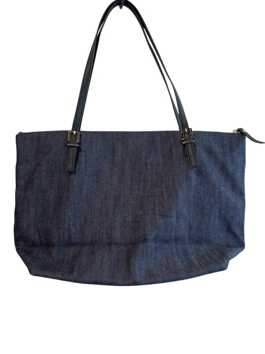 Kate Spade Navy Polyester & Cotton Shoulder Bag Embellished Zipper Bag Navy / Large