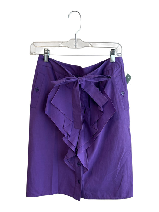 Red Valentino Size 4 Purple Acetate Blend Button Down Ruffle Detail Skirt Purple / 4