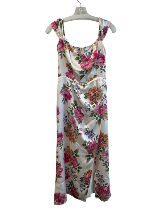 Reformation Size 6 Silk Floral Sleeveless Back Zip Front Slit Dress 6