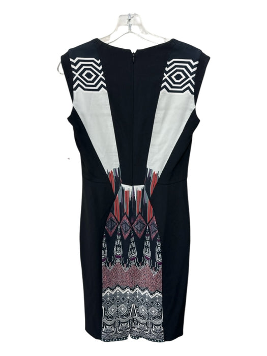 Etro Size 42 Black, White, Red Viscose & Acetate Sleeveless Abstract Print Dress Black, White, Red / 42