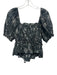 Ulla Johnson Size 4 Green & Cream Cotton Drawstring Floral Print Top Green & Cream / 4