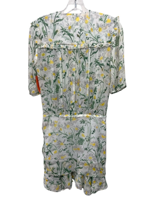 Veronica Beard Size 2 White, Green, Yellow Silk Front Zip Floral Print Dress White, Green, Yellow / 2