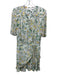 Veronica Beard Size 2 White, Green, Yellow Silk Front Zip Floral Print Dress White, Green, Yellow / 2