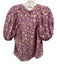 Ulla Johnson Size 4 Purple, Orange, Cream Cotton & Silk Abstract Print Top Purple, Orange, Cream / 4