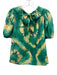Ulla Johnson Size 2 Green, Orange, Multi Silk Abstract Print Short Sleeve Top Green, Orange, Multi / 2