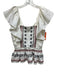 Lug Von Siga Size 34 White, Brown, Multi Cotton Embroidered Cap Sleeve Top White, Brown, Multi / 34
