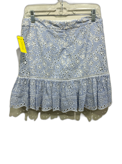 Veronica Beard Size 6 Blue & White Cotton Eyelets Striped Back Zip Skirt Blue & White / 6