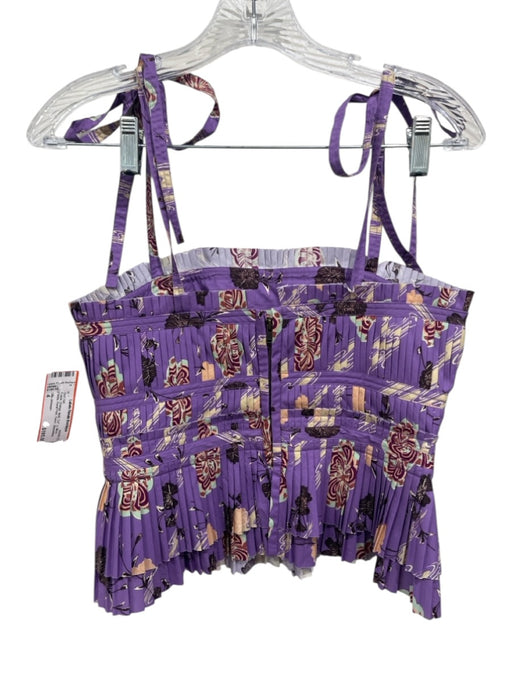 Ulla Johnson Size 4 Purple, Orange, Multi Cotton Micro Pleats Tiered Skirt Set Purple, Orange, Multi / 4