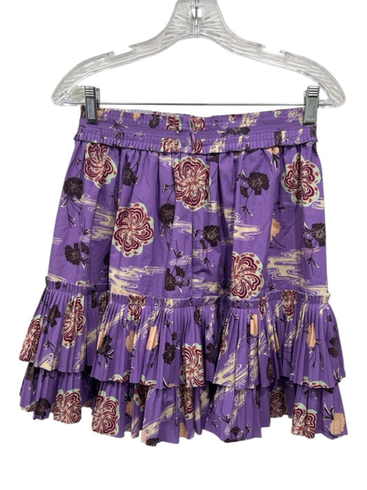 Ulla Johnson Size 4 Purple, Orange, Multi Cotton Micro Pleats Tiered Skirt Set Purple, Orange, Multi / 4