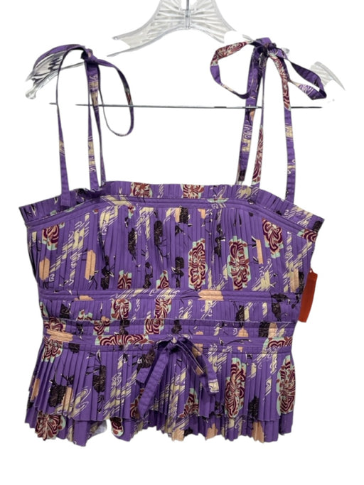 Ulla Johnson Size 4 Purple, Orange, Multi Cotton Micro Pleats Tiered Skirt Set Purple, Orange, Multi / 4