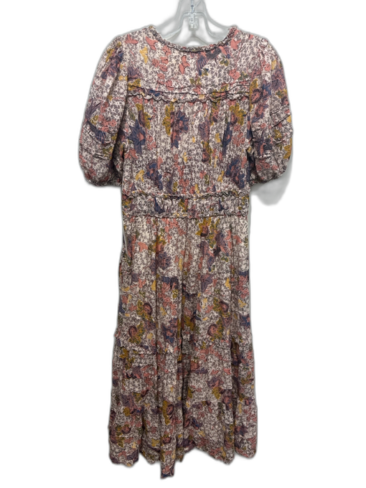 Ulla Johnson Size 4 Pink, Blue, Multi Cotton Abstract Floral Short Sleeve Dress Pink, Blue, Multi / 4