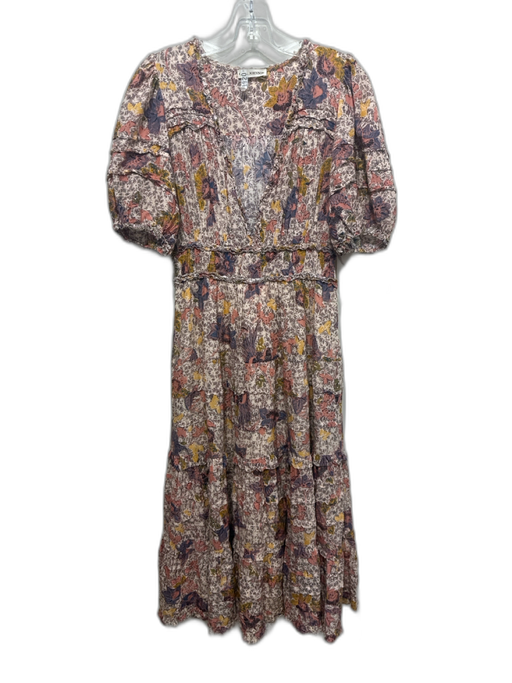 Ulla Johnson Size 4 Pink, Blue, Multi Cotton Abstract Floral Short Sleeve Dress Pink, Blue, Multi / 4