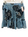Ulla Johnson Size 12 Blue, White, Black Silk Metallic Thread Back Zip Skirt Blue, White, Black / 12