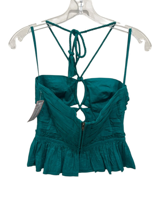 Ulla Johnson Size 0 Teal Blue Cotton Gathered front keyhole Sleeveless Top Teal Blue / 0