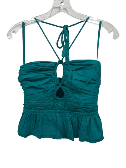 Ulla Johnson Size 0 Teal Blue Cotton Gathered front keyhole Sleeveless Top Teal Blue / 0