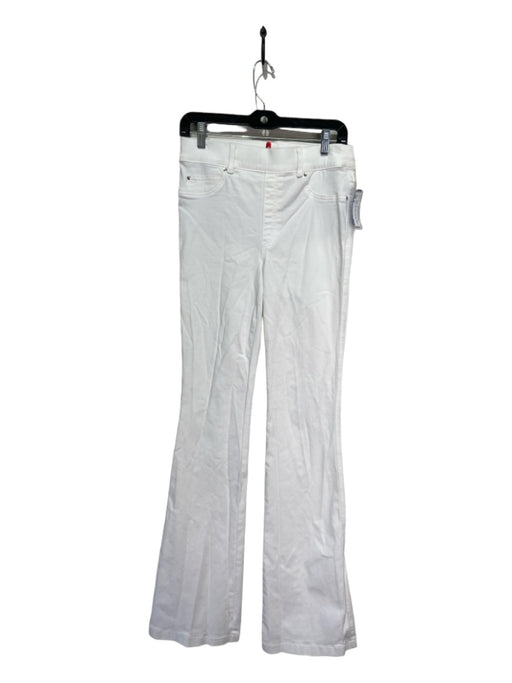 Spanx Size M White Cotton Blend High Rise Elastic Waist Long Flare Pants White / M