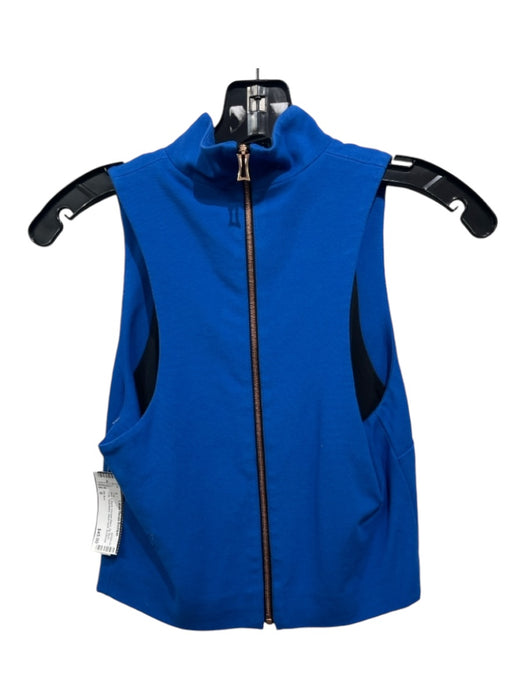 Kit Ace Size 6 Blue & Black Viscose Blend Zip Back Crop Sleeveless Mock Neck Top Blue & Black / 6