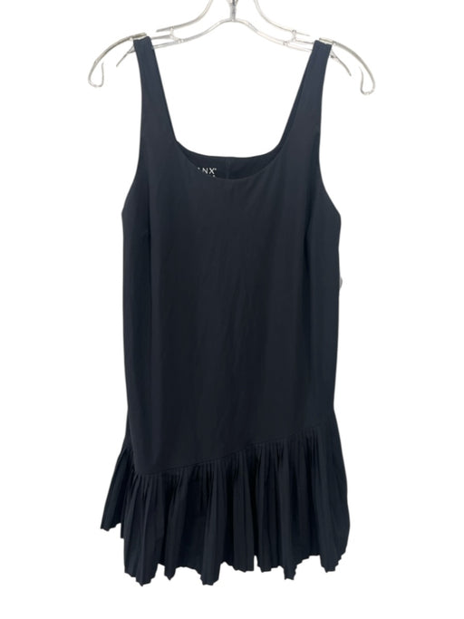 Spanx Size L Black Polyester Blend Scoop Neck Shelf Bra Pleated Skirt Dress Black / L