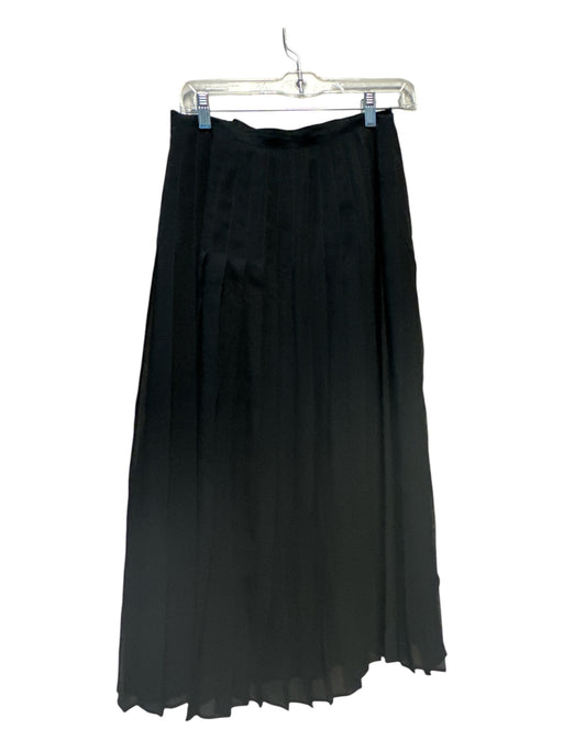 Adrienne Vittadini Size 6 Black Silk Pleated Zip Back Midi Skirt Black / 6