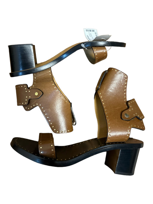 Isabel Marant Shoe Size 38 Brown & Black Leather Studded Block Heel Sandals Brown & Black / 38