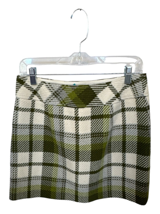 J. Crew Size 6 Green & Cream Wool Side Button Plaid Mini Skirt Green & Cream / 6