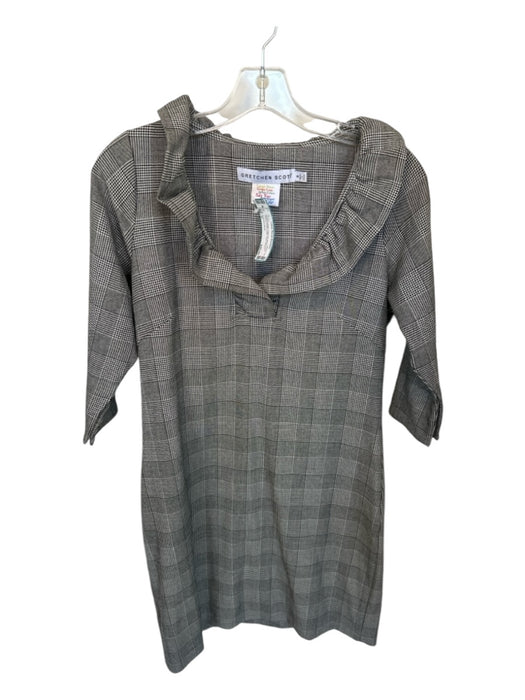 Gretchen Scott Size S Black & White Polyester Blend Long Sleeve Plaid Dress Black & White / S