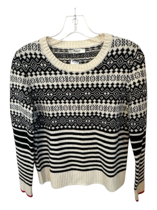 Madewell Size Est S Cream & Black Knit Long Sleeve Striped Sweater Cream & Black / Est S