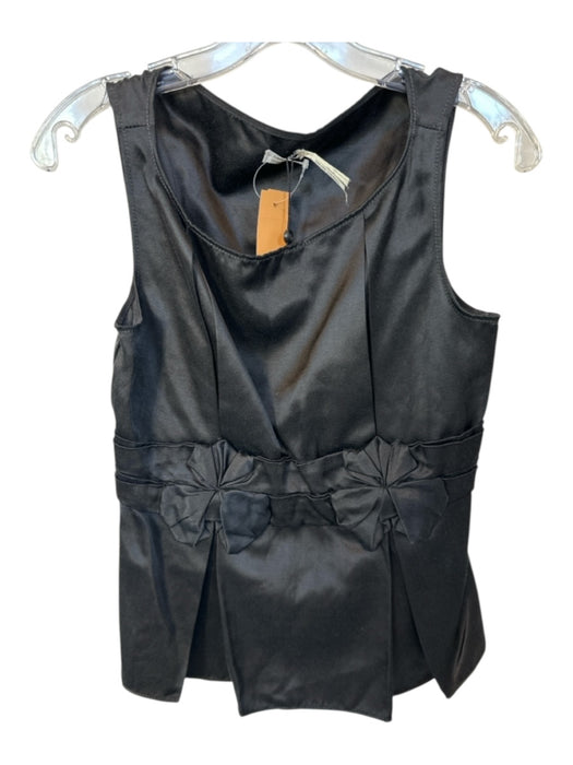 Leon Max Size S Black Silk Blend Sleeveless Square Neck Top Black / S