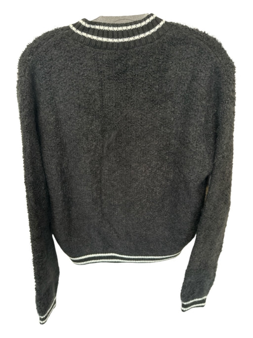 MNG Size M Black & White Acrylic Blend Long Sleeve Snap buttons Fuzzy Sweater Black & White / M