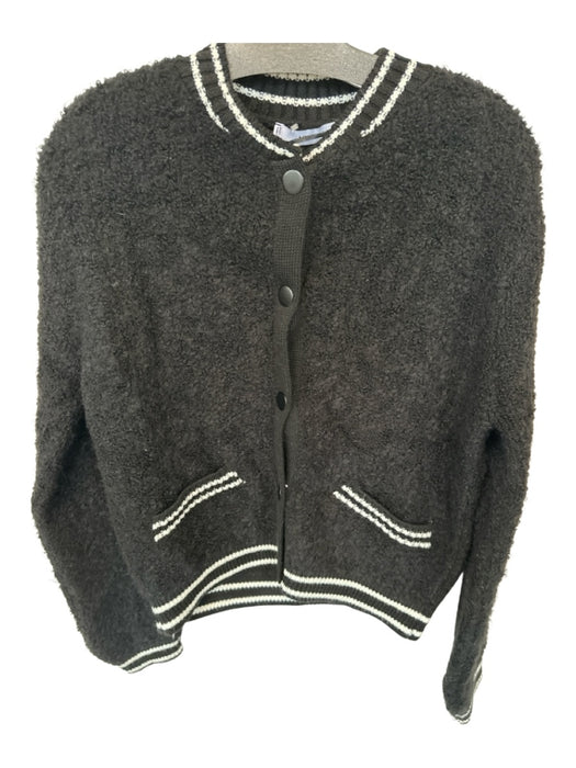 MNG Size M Black & White Acrylic Blend Long Sleeve Snap buttons Fuzzy Sweater Black & White / M