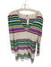 Free People Size S Purple & Green Cotton Blend Long Sleeve Striped V Neck Dress Purple & Green / S