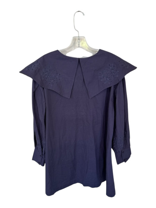 Damson Madder Size 10 Purple Cotton Large Collar Stitch Detail Long Sleeve Dress Purple / 10