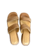 Nisolo Shoe Size Est 7 Brown & Beige Wood Two Strap Woven Block Heel Sandals Brown & Beige / Est 7