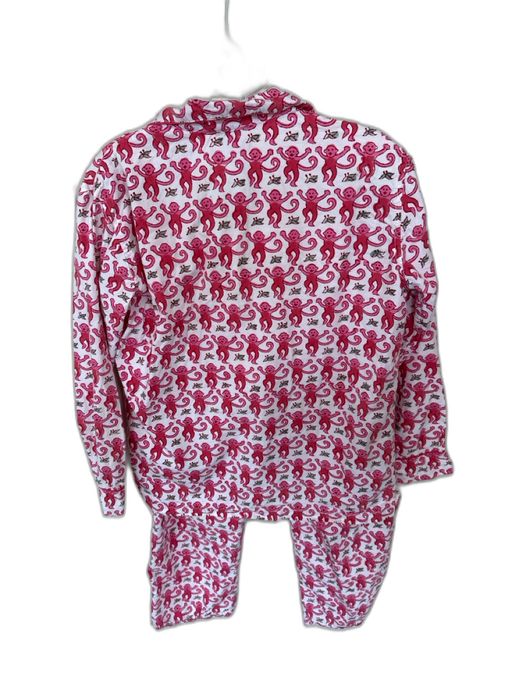 Roller Rabbit Size S Magenta & White Cotton Long Sleeve Monkeys Pants Pajamas Magenta & White / S