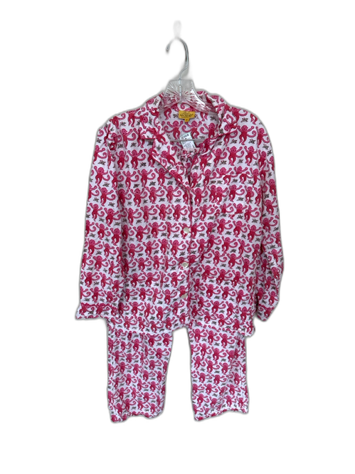 Roller Rabbit Size S Magenta & White Cotton Long Sleeve Monkeys Pants Pajamas Magenta & White / S