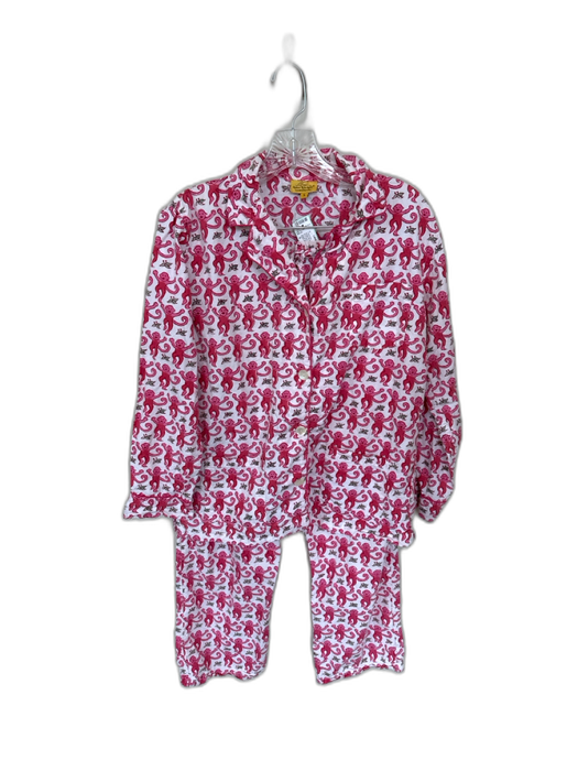 Roller Rabbit Size S Magenta & White Cotton Long Sleeve Monkeys Pants Pajamas Magenta & White / S