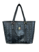 MCM Black & Gray Leather Top Handles Logo silver hardware Tote Bag Black & Gray / L