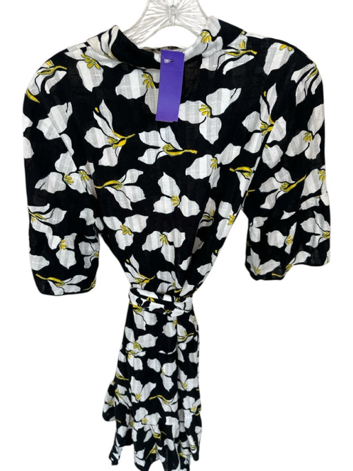 Diane Von Furstenberg Size S black & white & yellow Cotton Button Collared Dress black & white & yellow / S