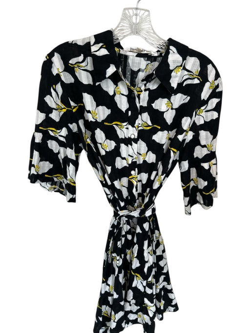 Diane Von Furstenberg Size S black & white & yellow Cotton Button Collared Dress black & white & yellow / S