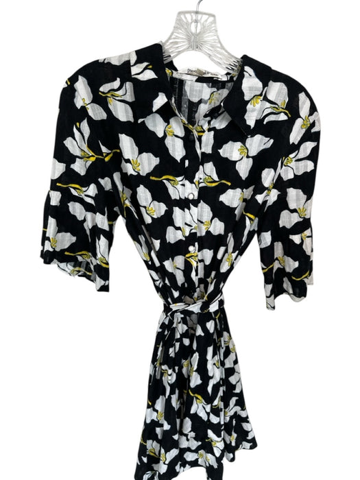 Diane Von Furstenberg Size S black & white & yellow Cotton Button Collared Dress black & white & yellow / S